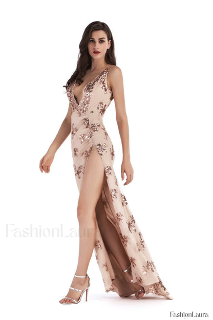 Backless Maxi Stylish Sequin Dress