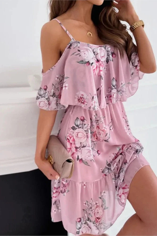 Backless Off Shoulder Spaghetti Strap Mini Dress