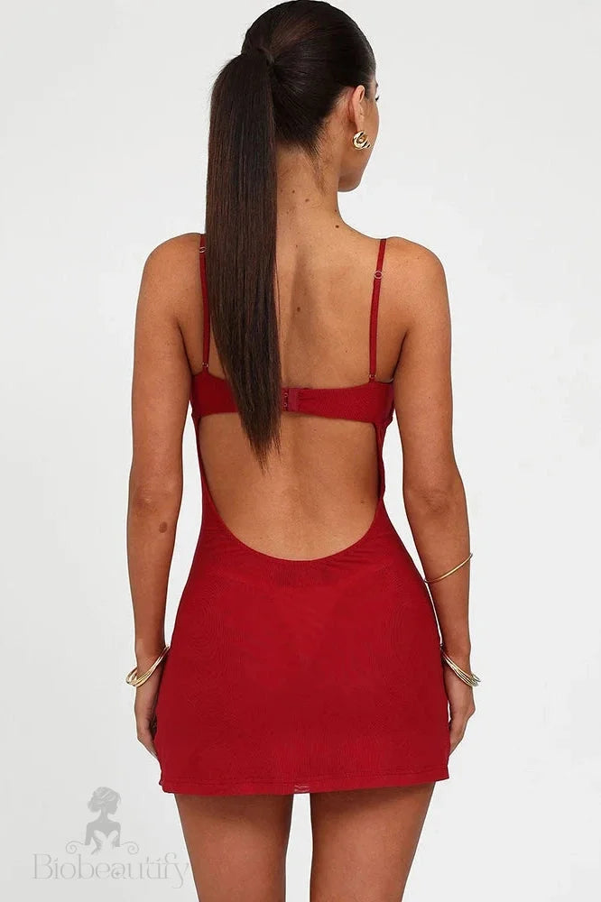 Backless Spaghetti Strap Mini Dress