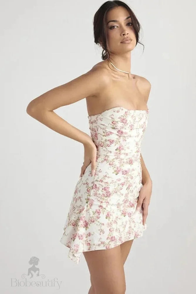 Backless Strapless Sleeveless High Waist Mini Dress