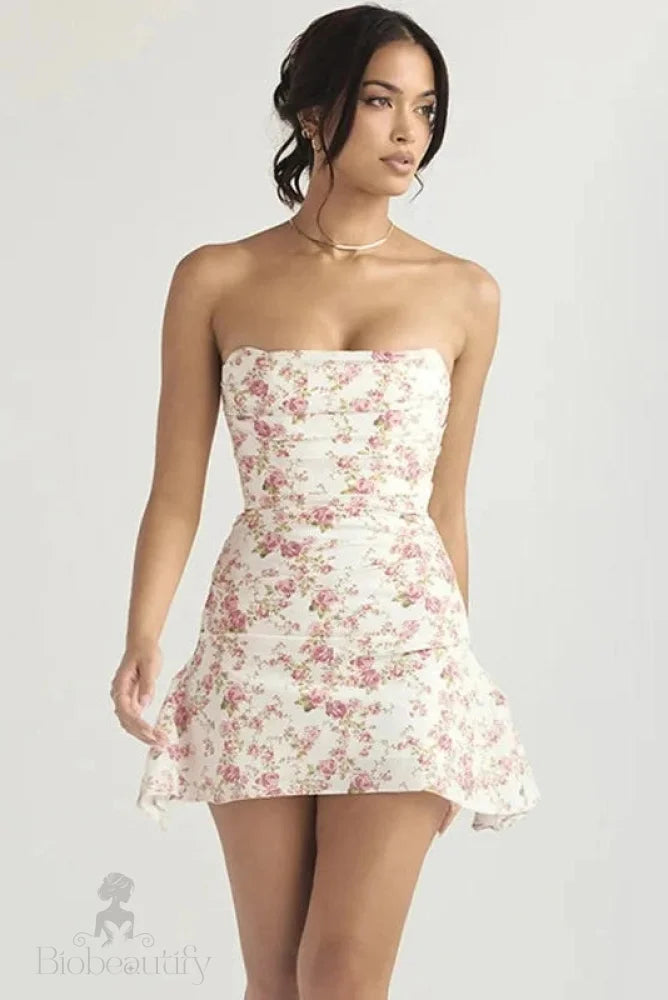 Backless Strapless Sleeveless High Waist Mini Dress