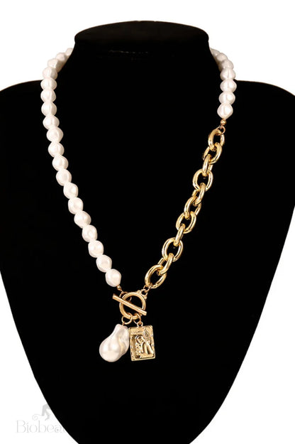 Baroque Pearl Angel Pendant Gothic Choker Necklace