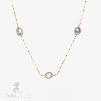 Baroque Pearl Silver Satellite Chain Bolo Slider Necklace Gold / One Size