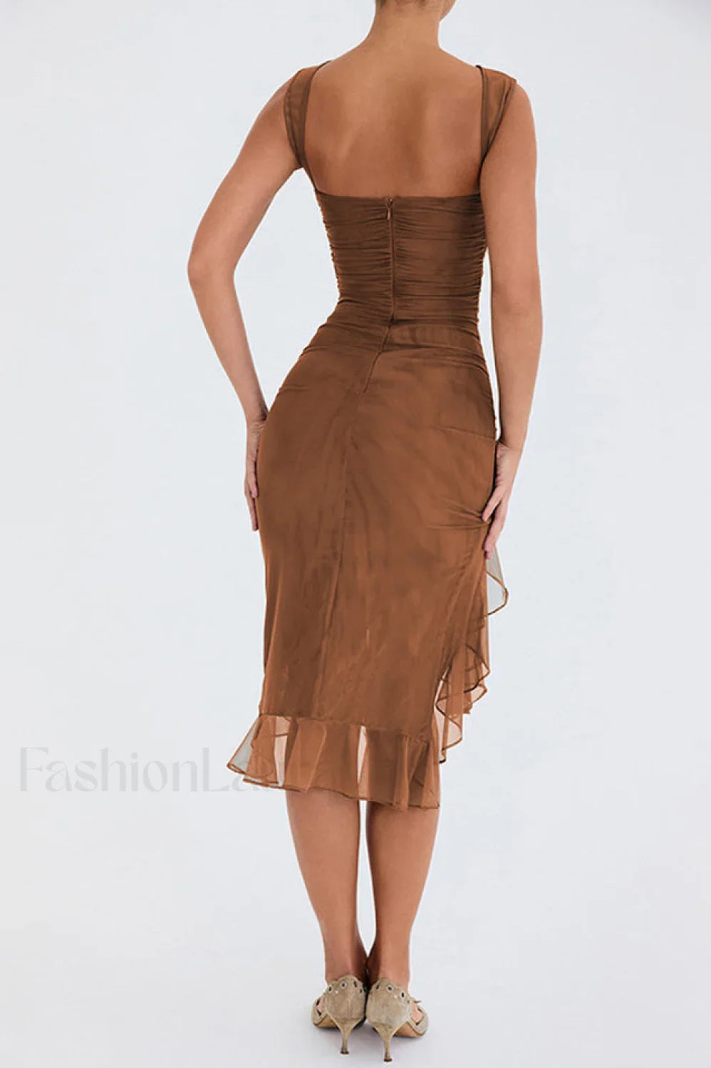 Bay Leaf Stylish Ruffle Midi Dress