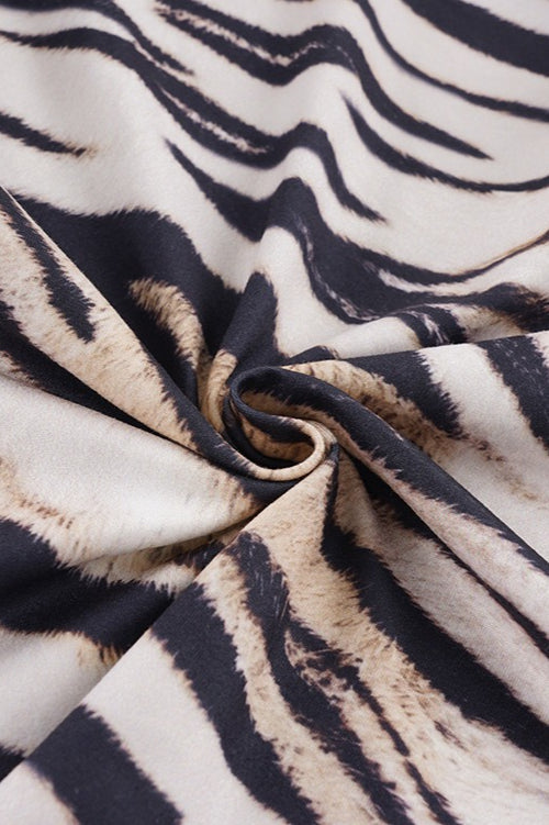 Zebra Print Zip Hoodie and Shorts Set