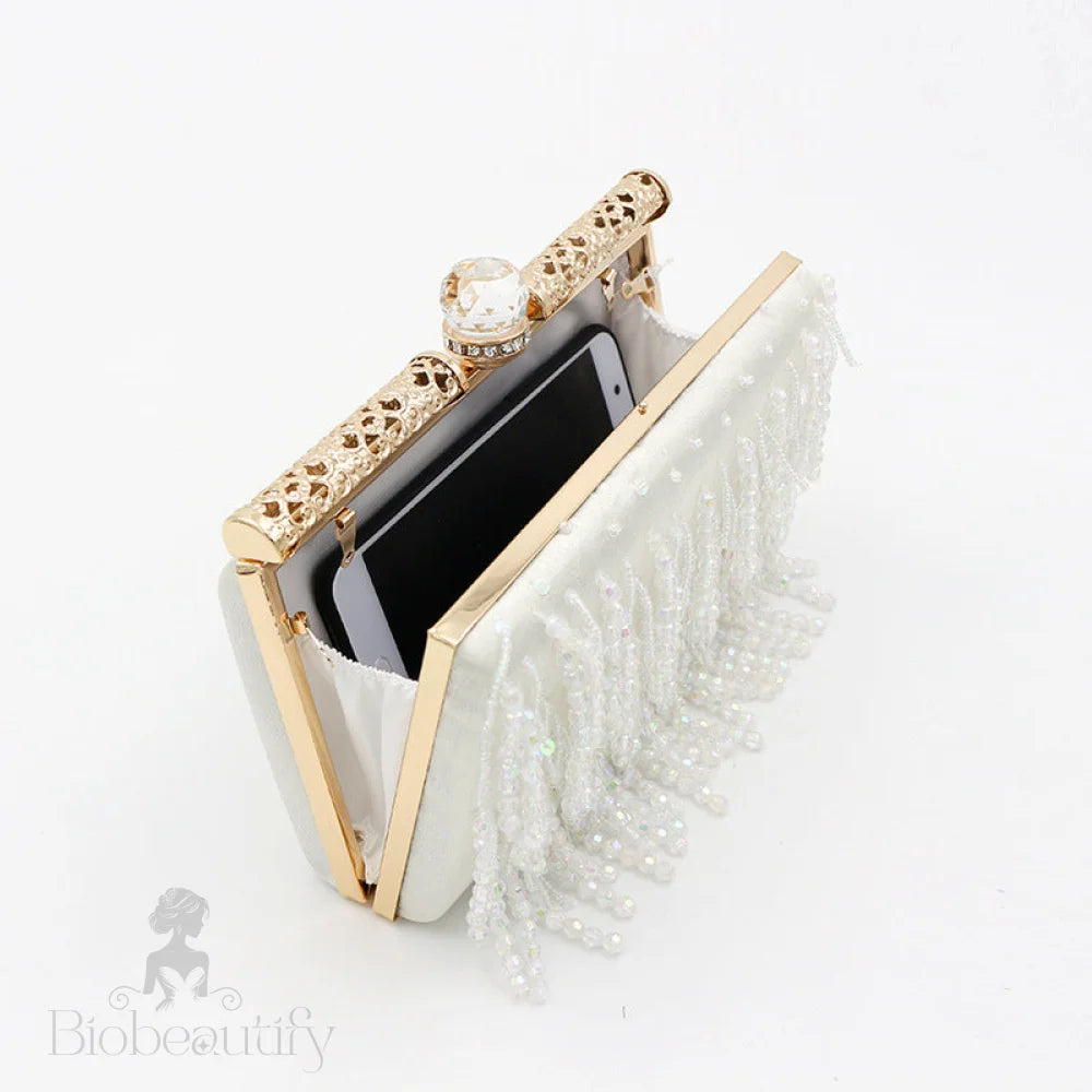 Beaded Tassel Clutch Bag By Barbara