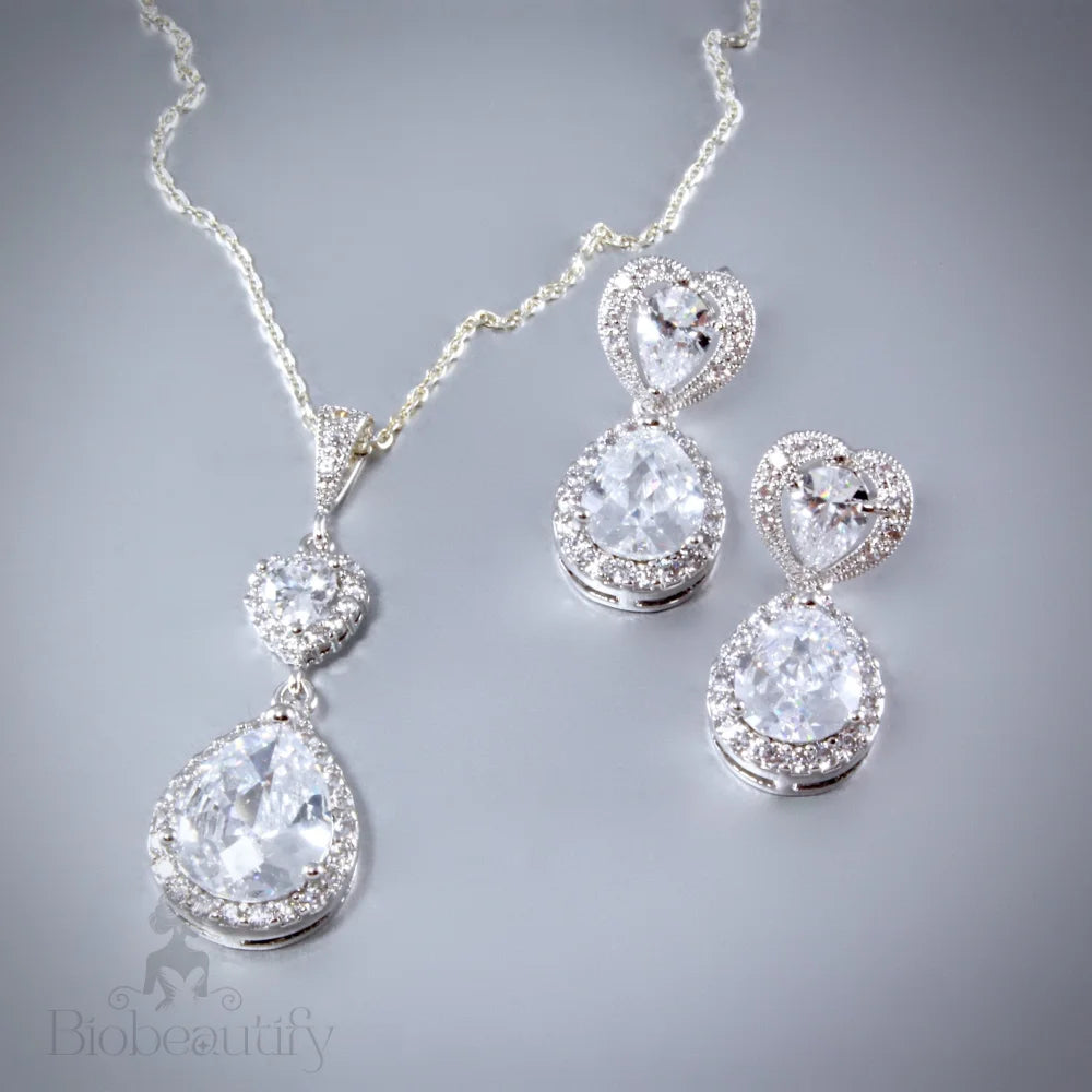 Beatrice Cubic Zirconia Bridal Jewelry Set Necklace And Earrings