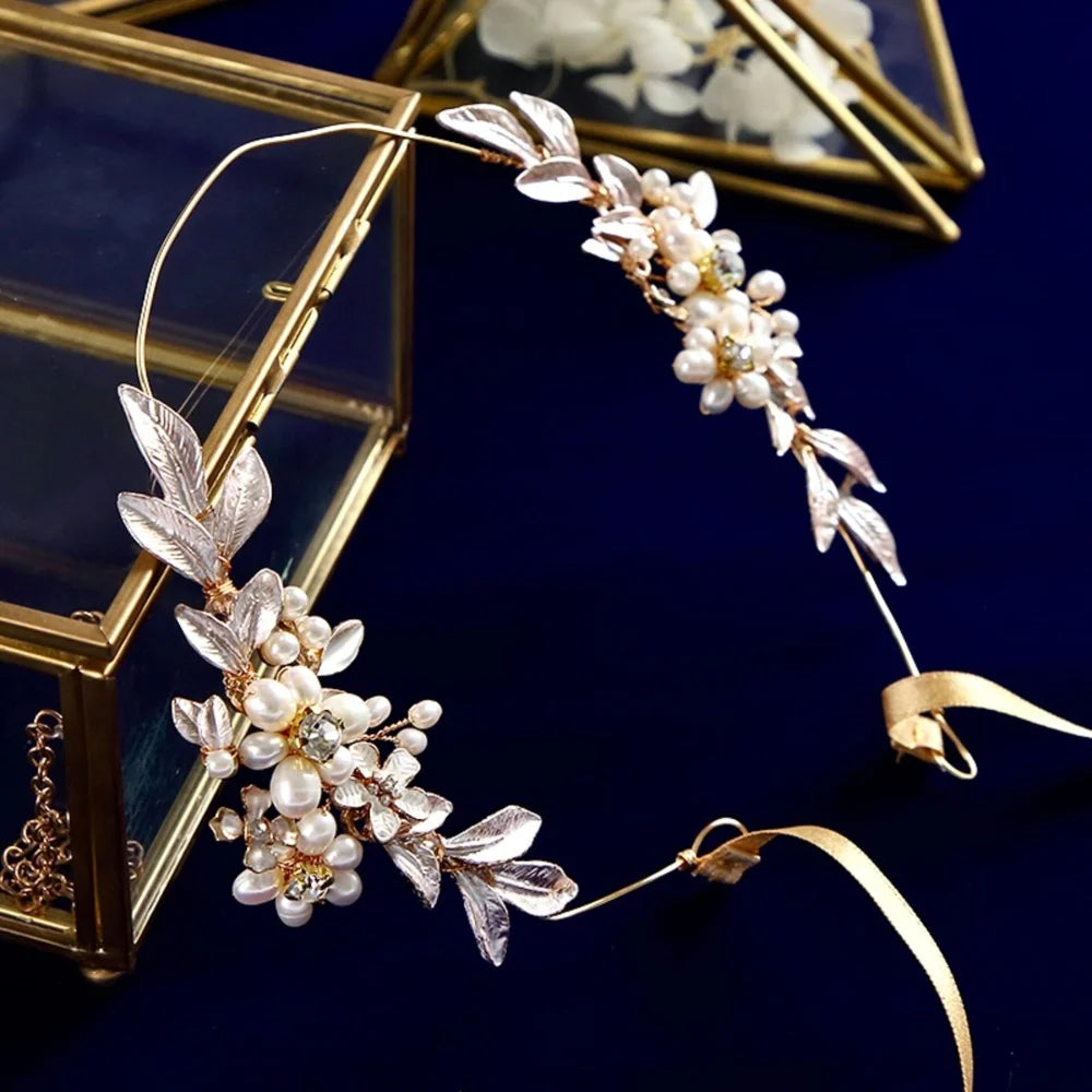 Beatrice Gold Pearl Wedding Headband