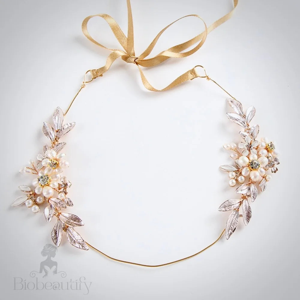 Beatrice Gold Pearl Wedding Headband