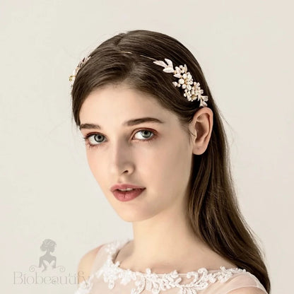 Beatrice Gold Pearl Wedding Headband