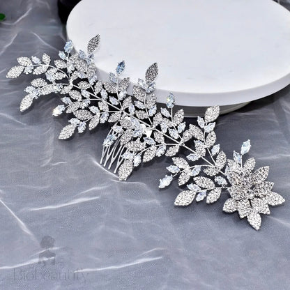 Beatrix Silver Bridal Headdress With Cubic Zirconia