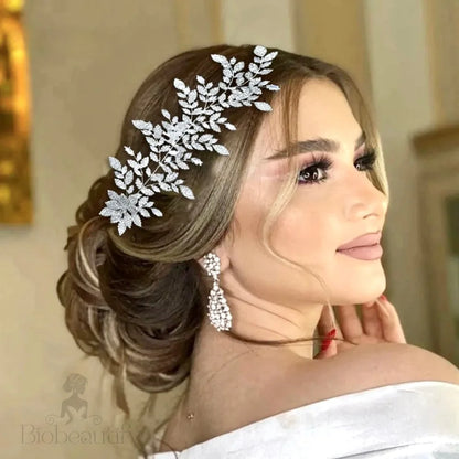 Beatrix Silver Bridal Headdress With Cubic Zirconia