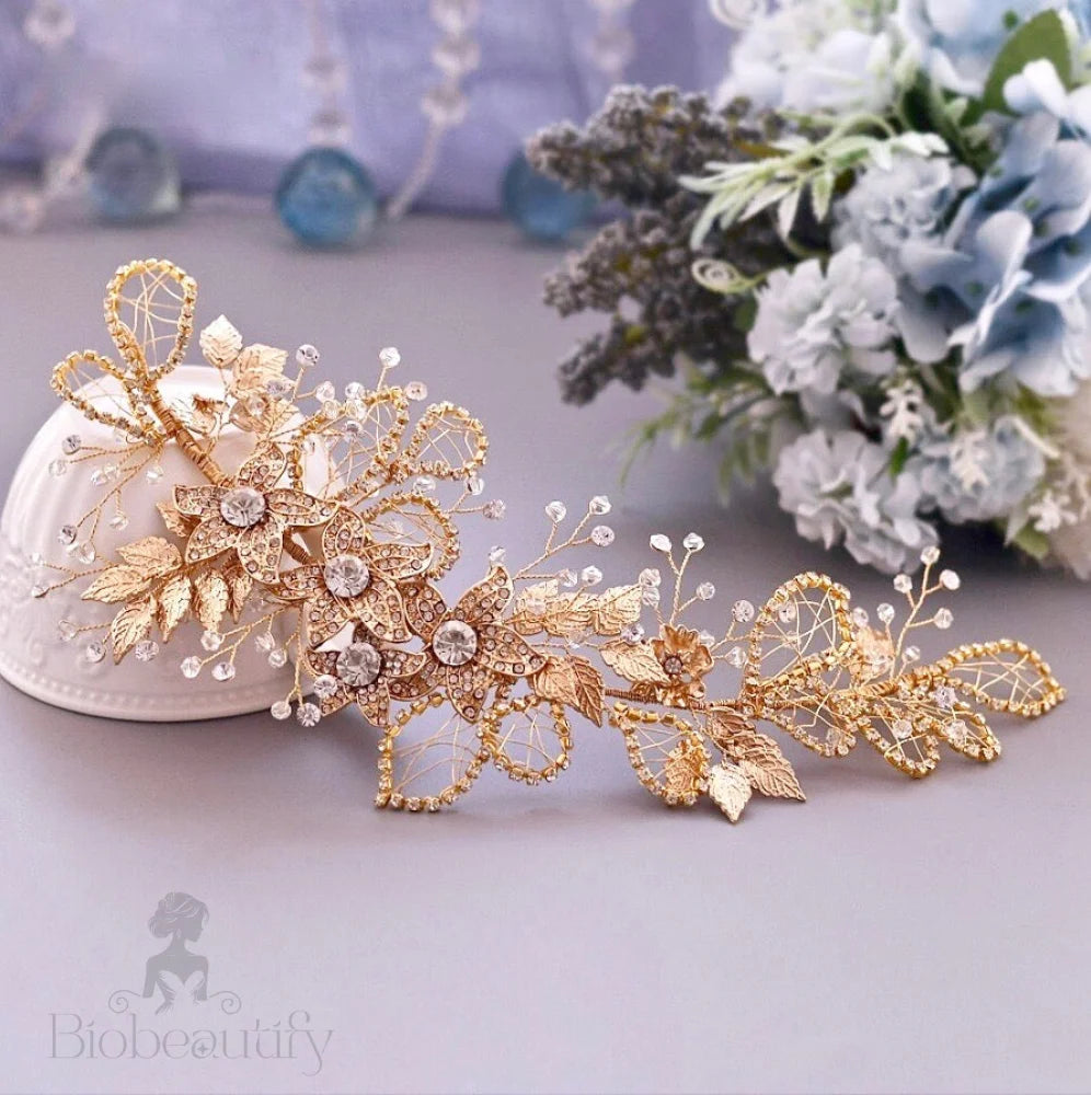 Beaumont Crystal Bridal Hairpiece In Silver And Gold