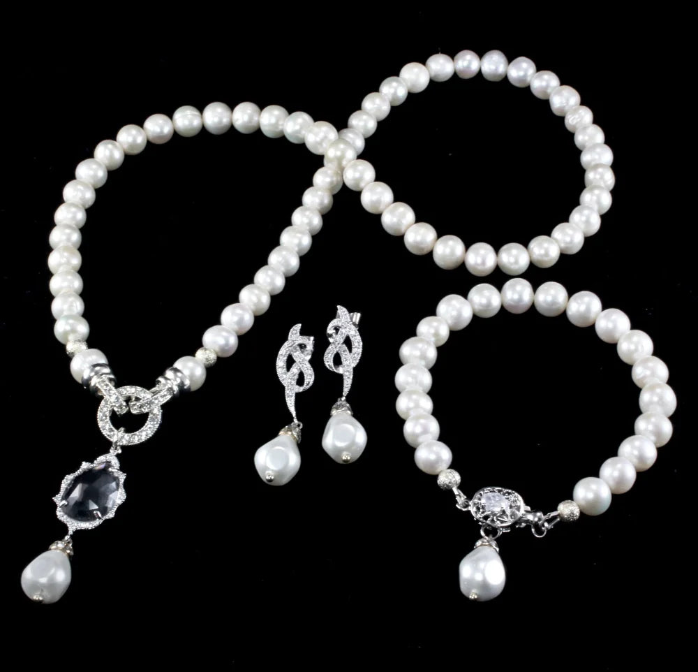 Becky Freshwater Pearl 3-Piece Bridal Jewelry Set