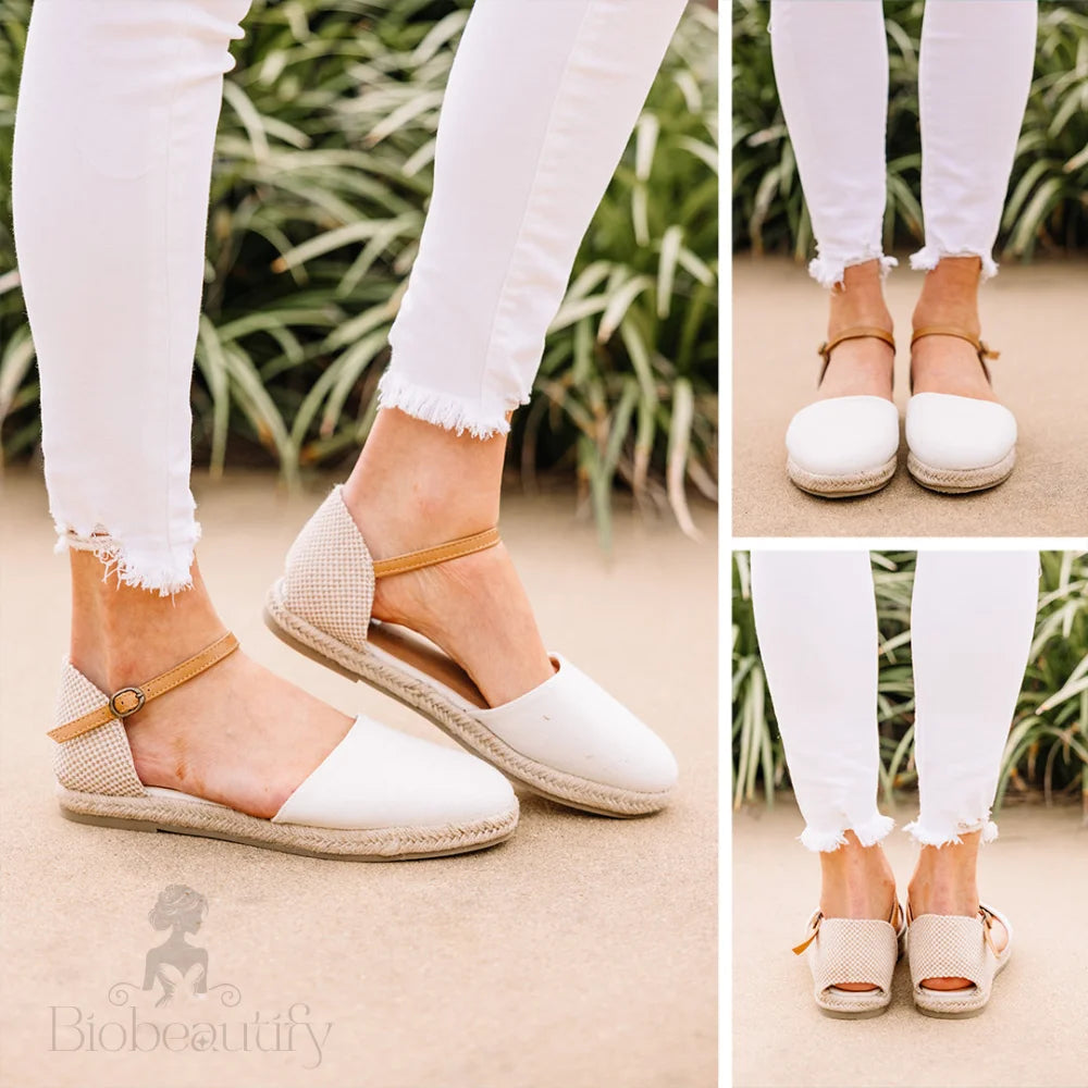 Beige Brown Espadrilles Flats 7 /