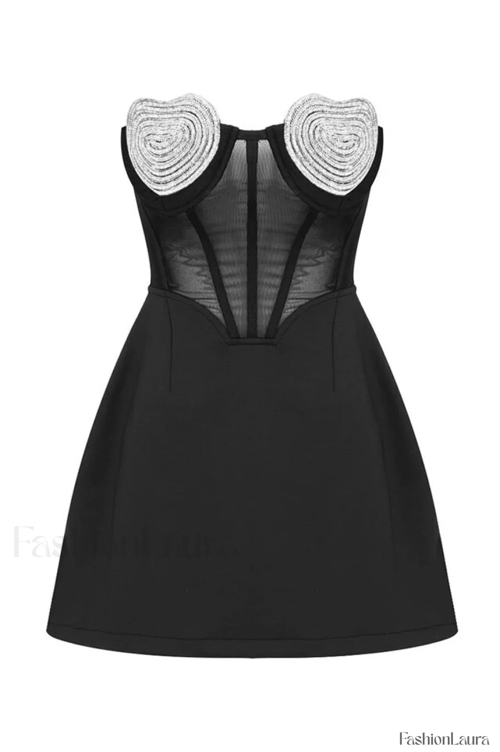 Best Lover Stylish Crystal Heart Dress XS / Black