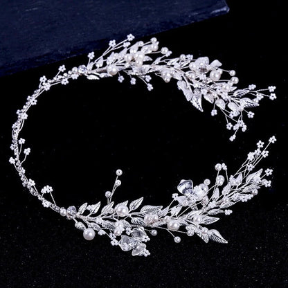 Beth Silver Pearl Crystal Bridal Headband