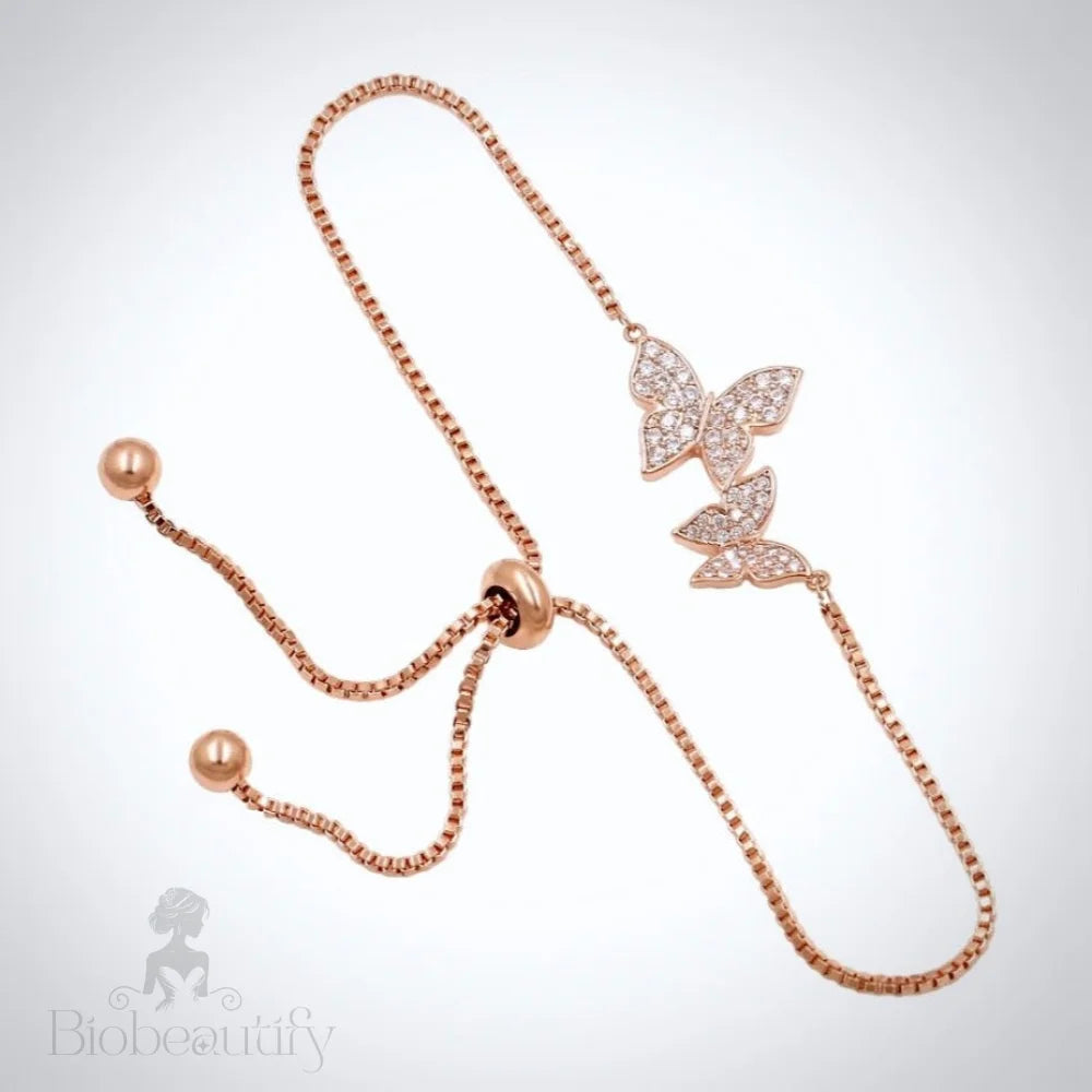 Bettina Butterfly Cz Adjustable Bracelet Silver Rose Gold Options