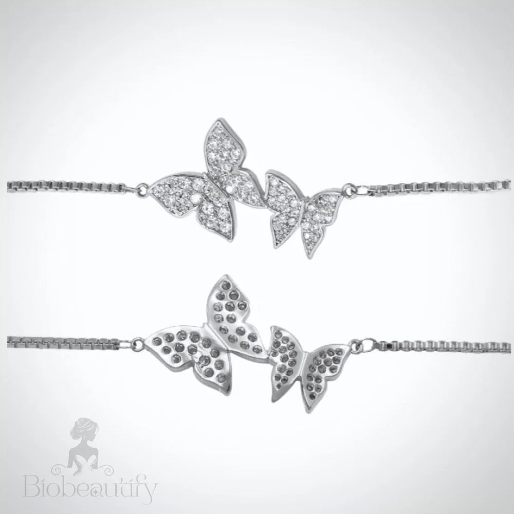 Bettina Butterfly Cz Adjustable Bracelet Silver Rose Gold Options