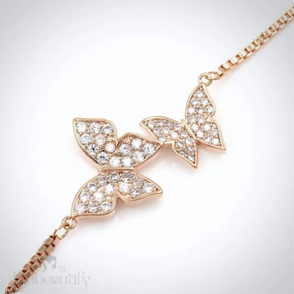 Bettina Butterfly Cz Adjustable Bracelet Silver Rose Gold Options