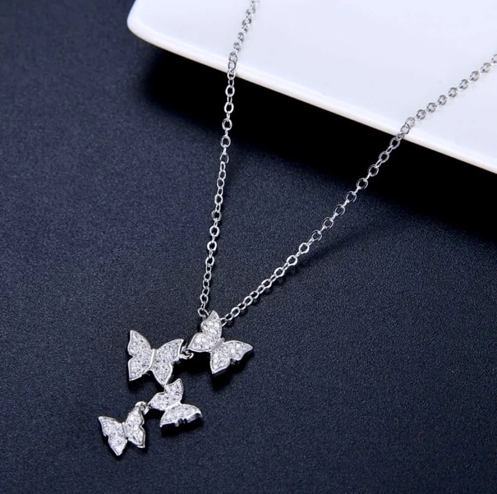 Bettina Sterling Silver Butterfly Necklace - Bridal Available In And Rose Gold