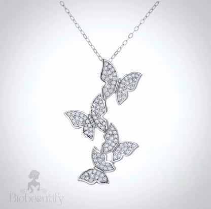 Bettina Sterling Silver Butterfly Necklace - Bridal Available In And Rose Gold