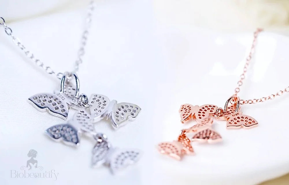 Bettina Sterling Silver Butterfly Necklace - Bridal Available In And Rose Gold