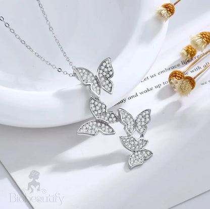 Bettina Sterling Silver Butterfly Necklace - Bridal Available In And Rose Gold