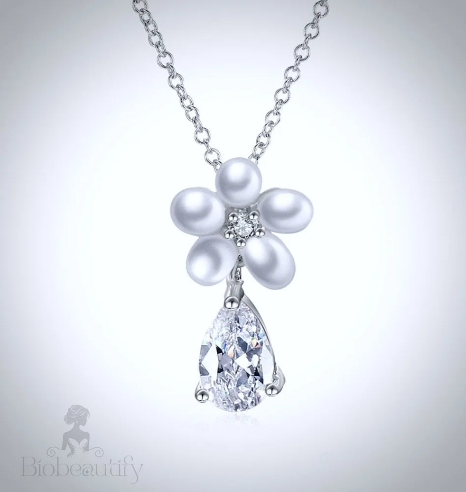 Beverly Pearl And Cz Bridal Necklace Earring Set