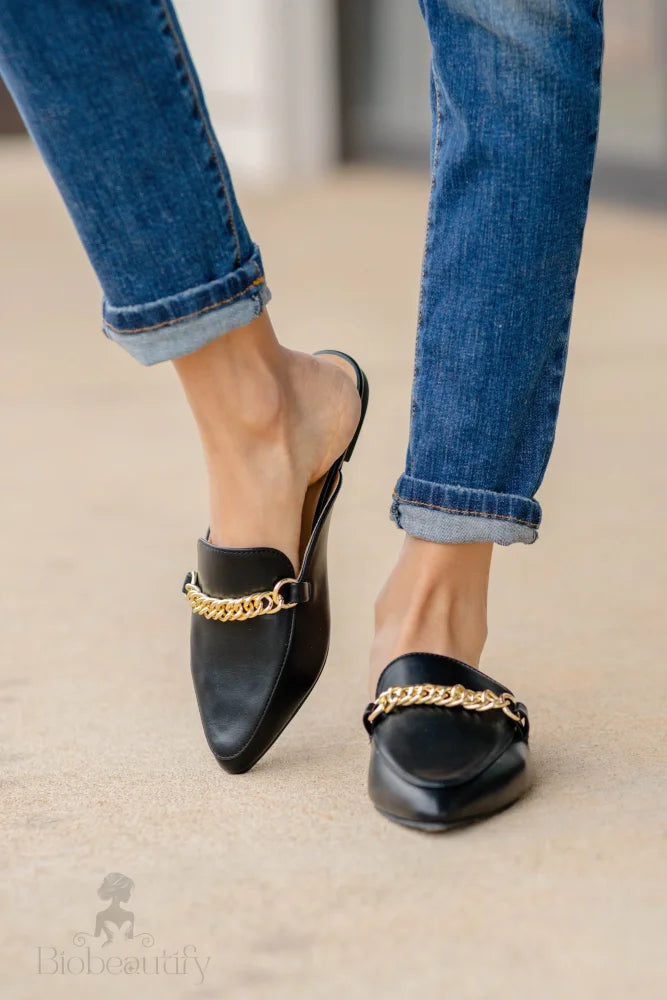 Black Flat Mules - In Control 6 /