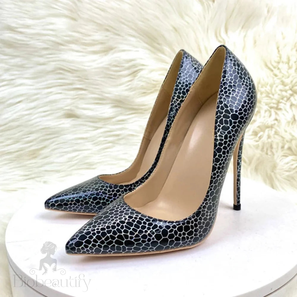 Black Patent Pointy Toe High Heel Celebrity Party Shoes