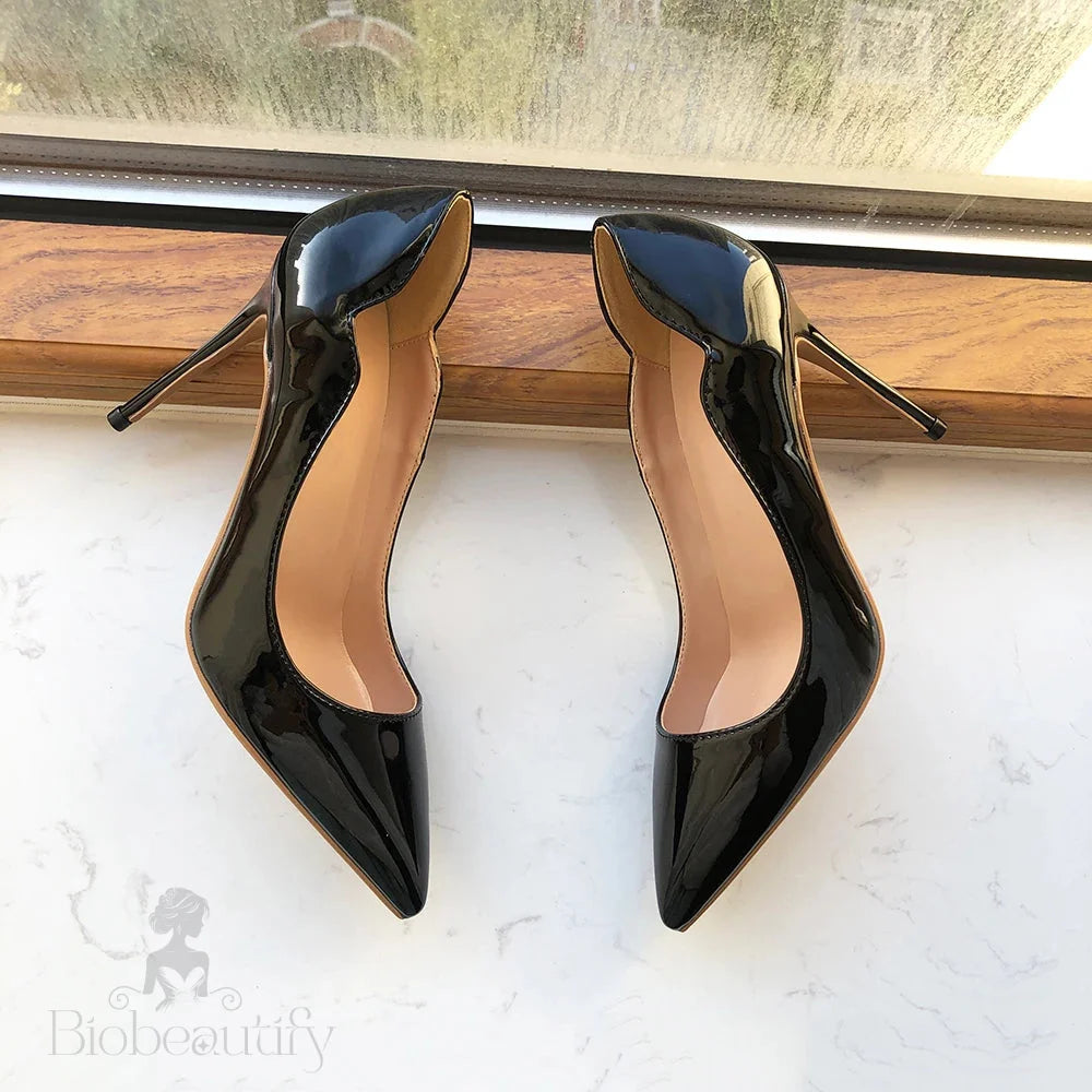 Black Patent Pointy Toe High Heel Shoes