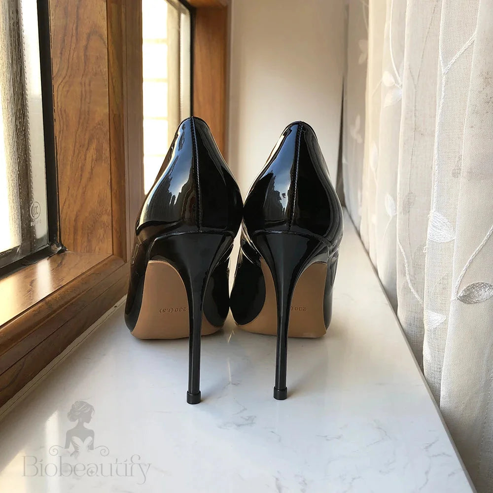 Black Patent Pointy Toe High Heel Shoes