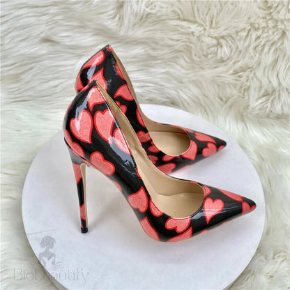 Black Patent Pointy Toe High Heel Shoes For Women