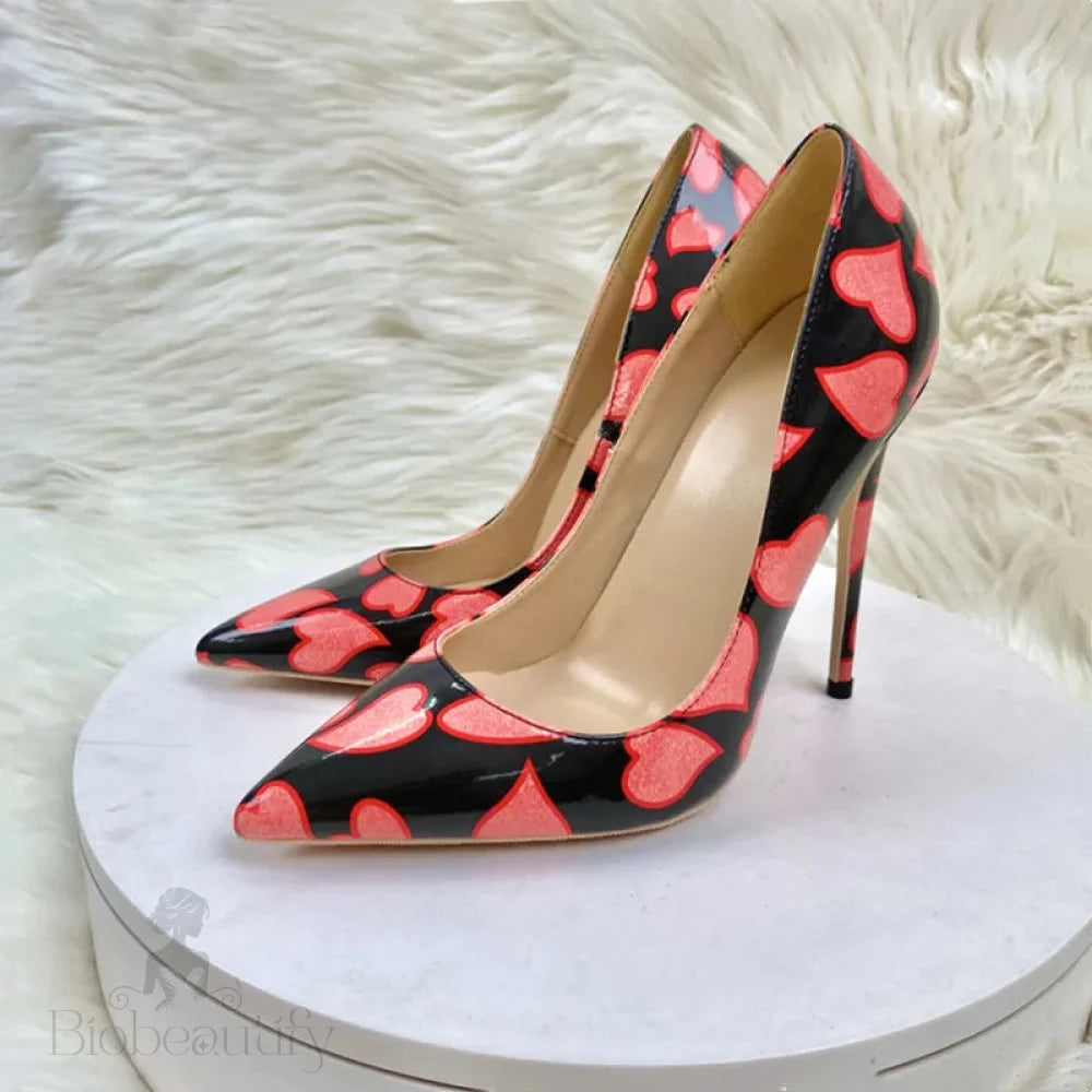 Black Patent Pointy Toe High Heel Shoes For Women