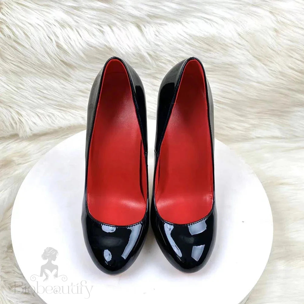 Black Round Toe High Heel Formal Dress Shoes For Elegant Women