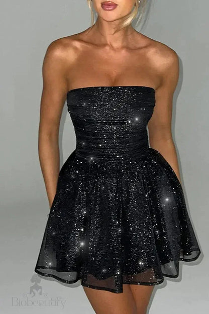 Black Sequin Mini Dress