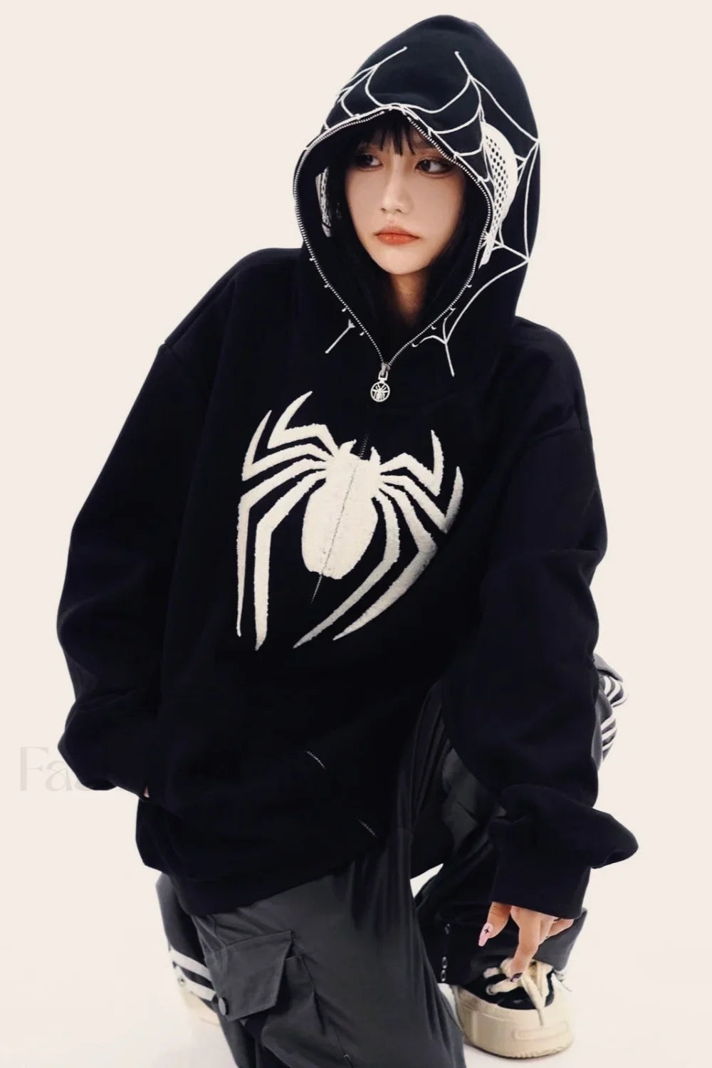 Black Spider Graphic Hoodie Black / M