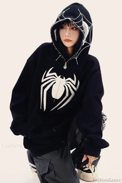 Black Spider Graphic Hoodie Black / M