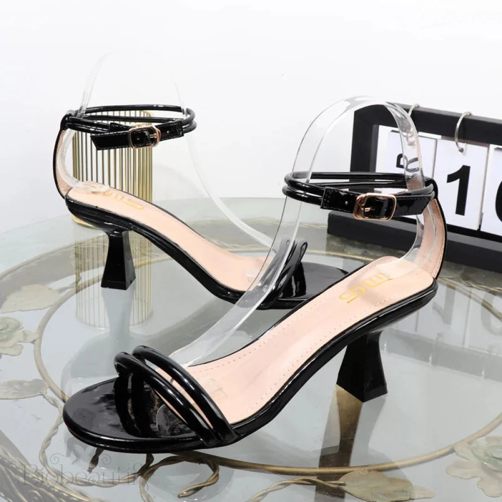 Black Stiletto Sandals For Women - 7.5Cm Heel