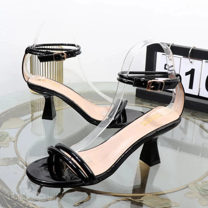 Black Stiletto Sandals For Women - 7.5Cm Heel