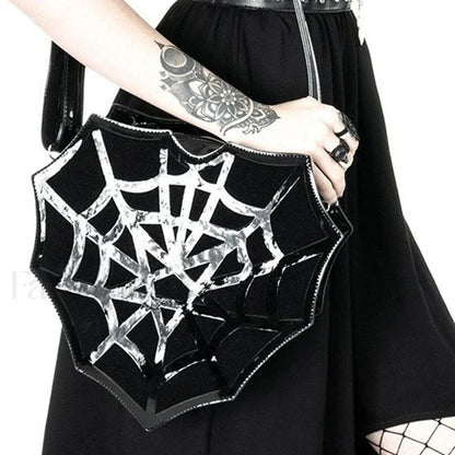 Black Women’s Halloween Punk Designer Web Creative Spider Shoulder Crossbody Bag Black / 30x30x8cm