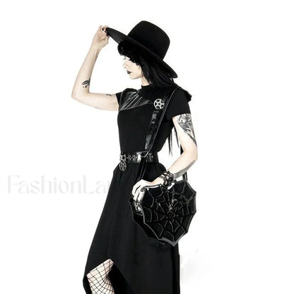 Black Women’s Halloween Punk Designer Web Creative Spider Shoulder Crossbody Bag Black / 30x30x8cm