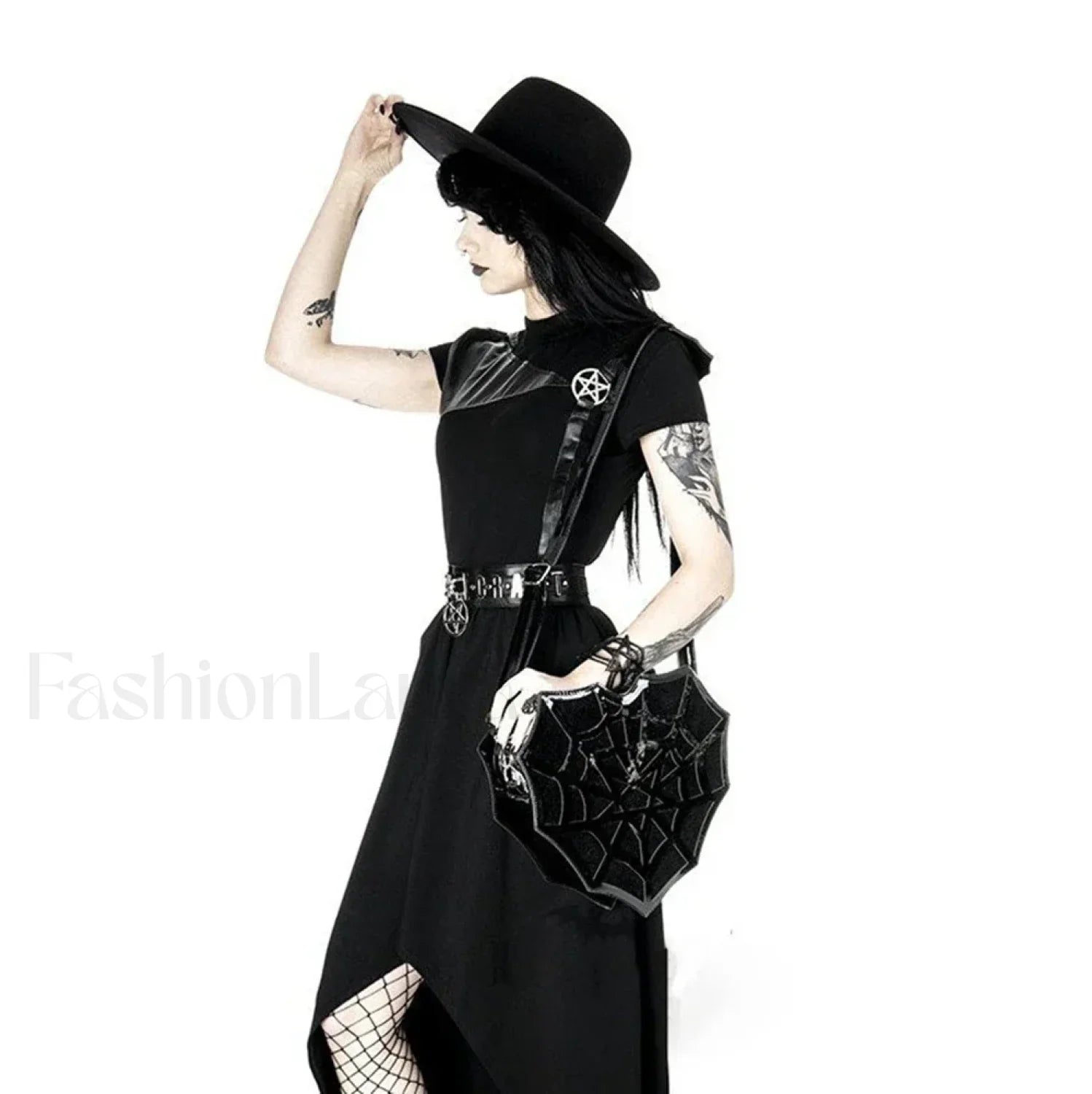 Black Women’s Halloween Punk Designer Web Creative Spider Shoulder Crossbody Bag Black / 30x30x8cm