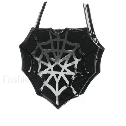 Black Women’s Halloween Punk Designer Web Creative Spider Shoulder Crossbody Bag Black / 30x30x8cm