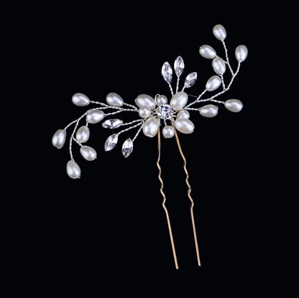 Blanca Pearl Crystal Bridal Hair Pins Set Of 3