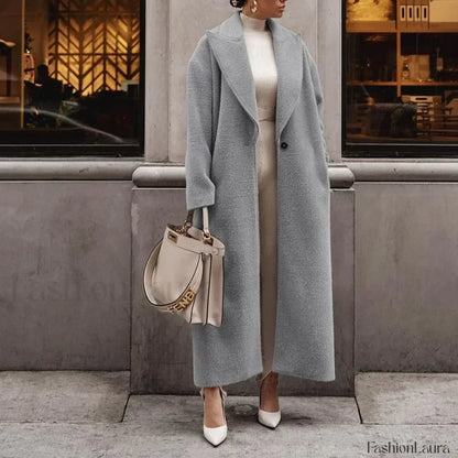 Blends Coats Autumn Casual Fashion Lace Up Trend Warm Overcoats GRAY / S