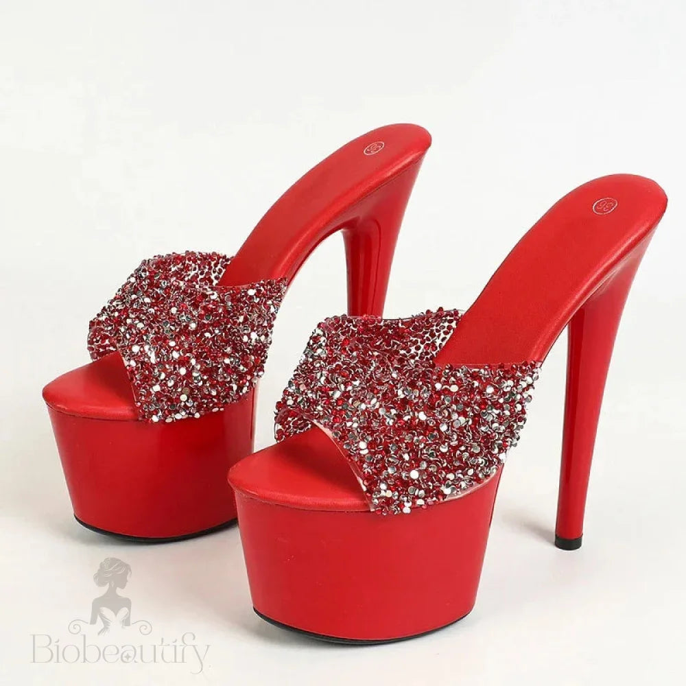 Bling Sequin Wedding Stripper Slippers For Women