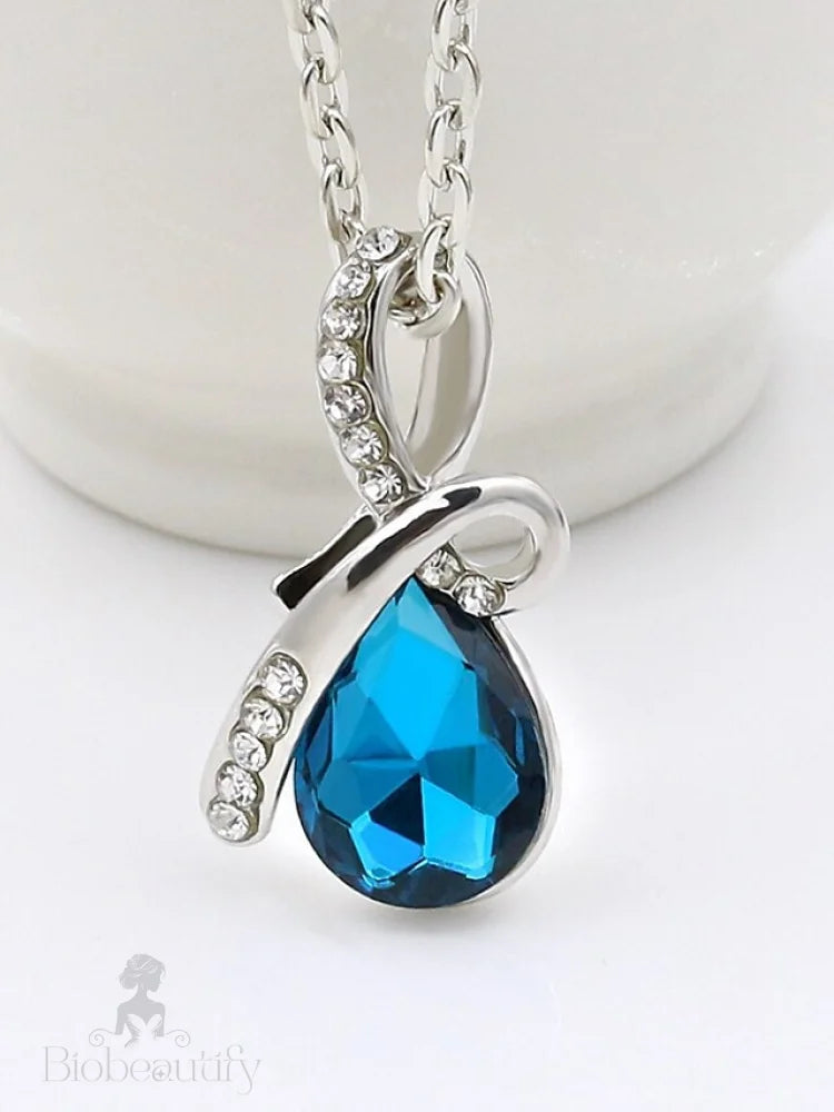 Blue Cubic Zirconia Alloy Necklace For Women