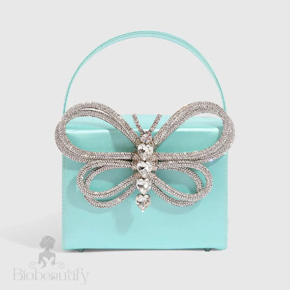 Blue Rhinestone Butterfly Clutch Bag One Size /